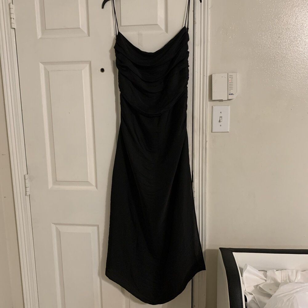 Zara dress black satin backless size L/XL maxi
